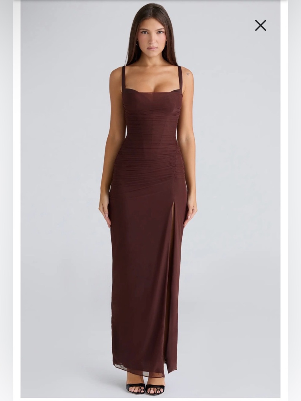 House of CB “Lini” Sleeveless Mesh Maxi Cocktail Dress - size S